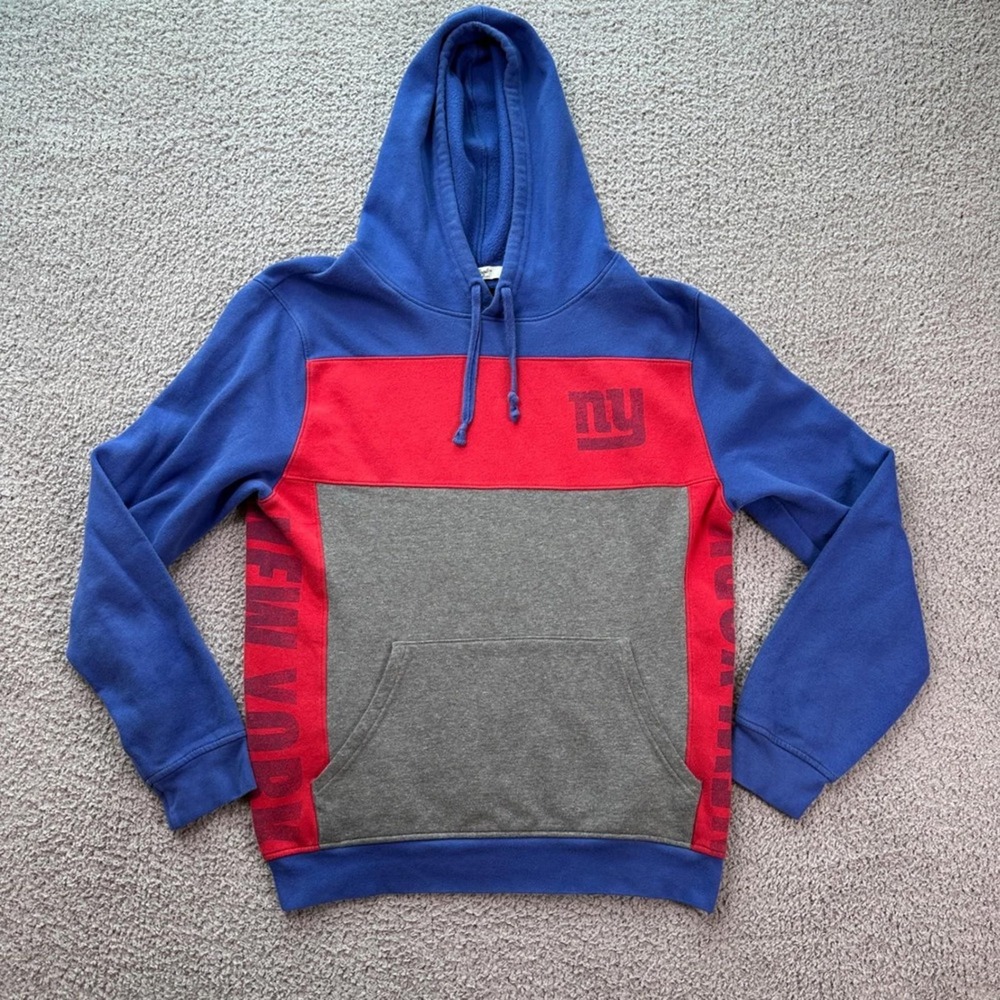 New York Giants Colorblock Hoodie Blue Red Grey Size M Men Junk Food